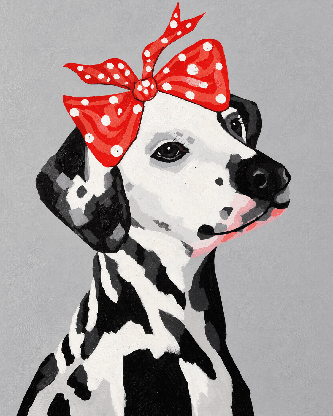 Polka Dot Dog with Red Bow